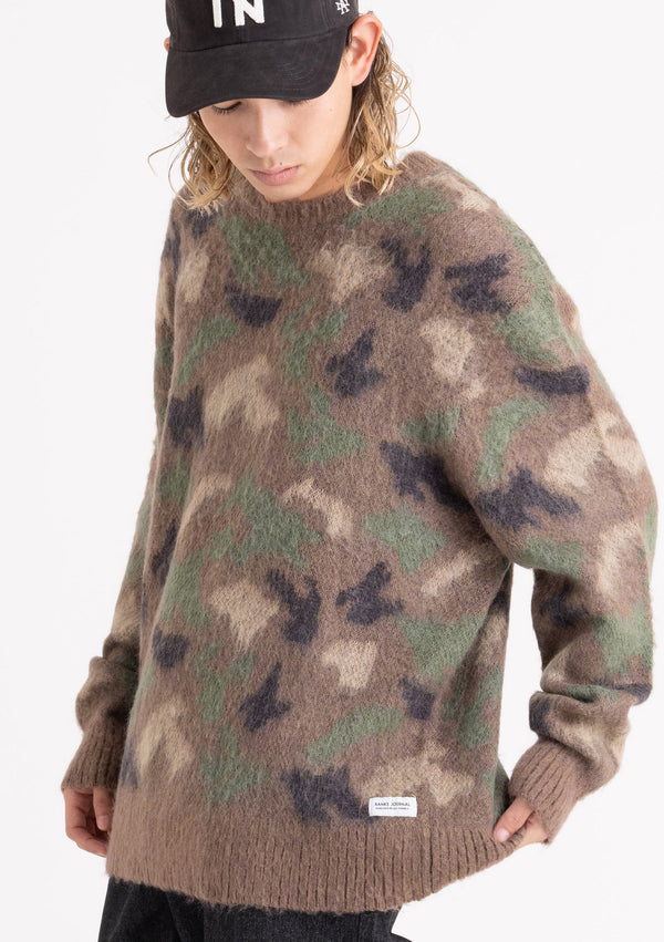 【BANKS JOURNAL】MAJIC MOHAIR CAMO KNIT CREW