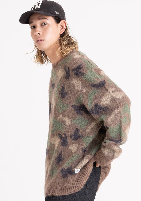 【BANKS JOURNAL】MAJIC MOHAIR CAMO KNIT CREW