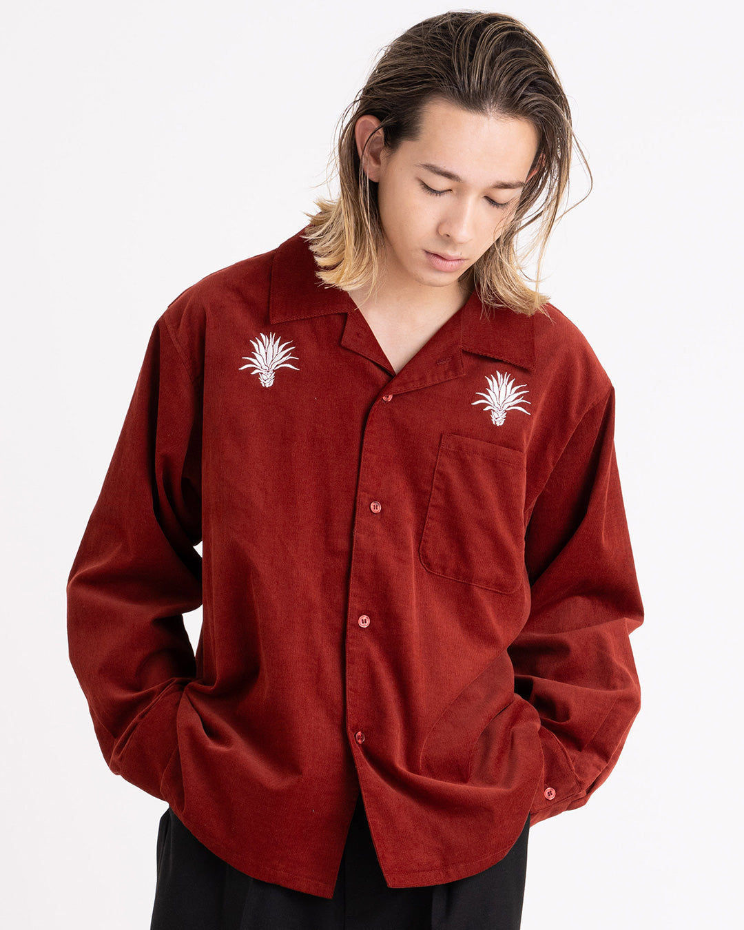 PORT OF CALL×OSUSI COLLAB】コーデュロイオープンカラー LSシャツ