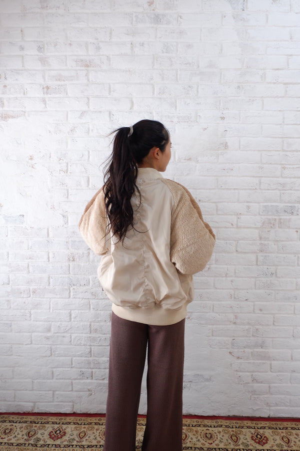 【ROIAL】Different material bomber jacket
